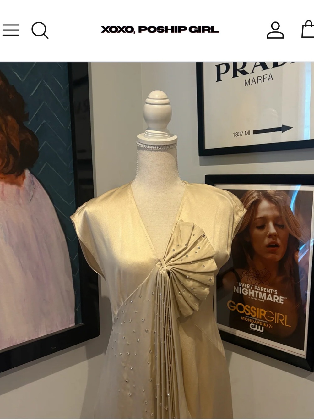 Blair Waldorf's 3.1 Phillip Lim Champagne/Tan Satin Dress, Gossip Girl size 2 - Picture 4 of 10